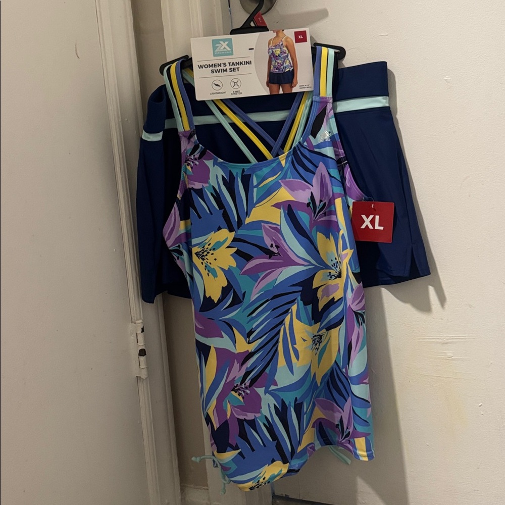 ZeroXposur Women's Floral Tankini Set in Blue, Yellow, Purple